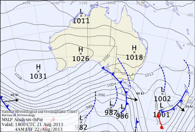 Surface chart 22nd August - Audi Hamilton Island Race Week 2013 © SW